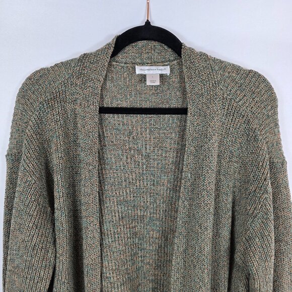 Christopher & Banks Long Cardigan Sweater Women's Size Large Green Tan Marled - Picture 4 of 10